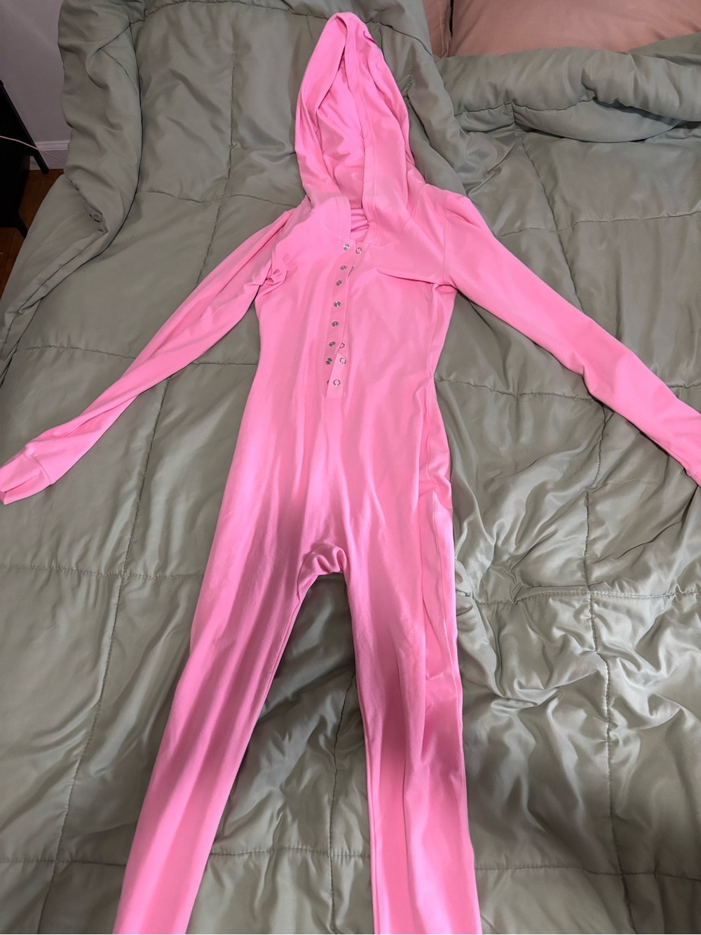 Kids Pink Hooded One-Piece Romper